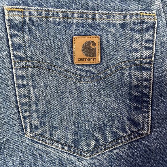 VTG Carhartt B155 DST Fleece Lined Straight Leg Relaxed Fit Jeans Men’s 38x32 - Picture 4 of 11